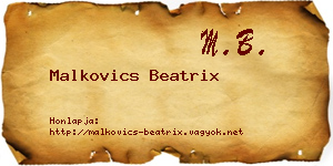 Malkovics Beatrix névjegykártya